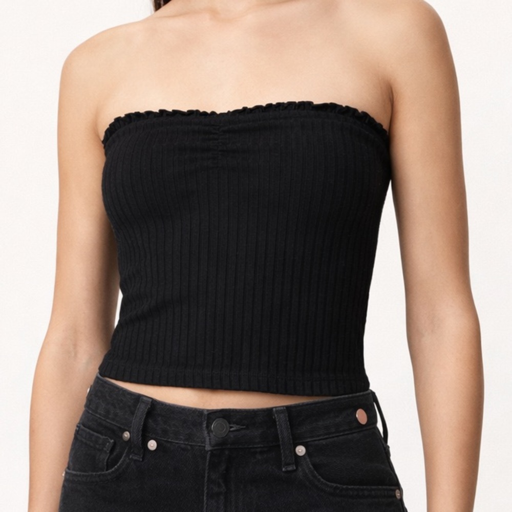 Abercrombie & Fitch Ribbed Tube Top Black Size Small Strapless Y2K Basic